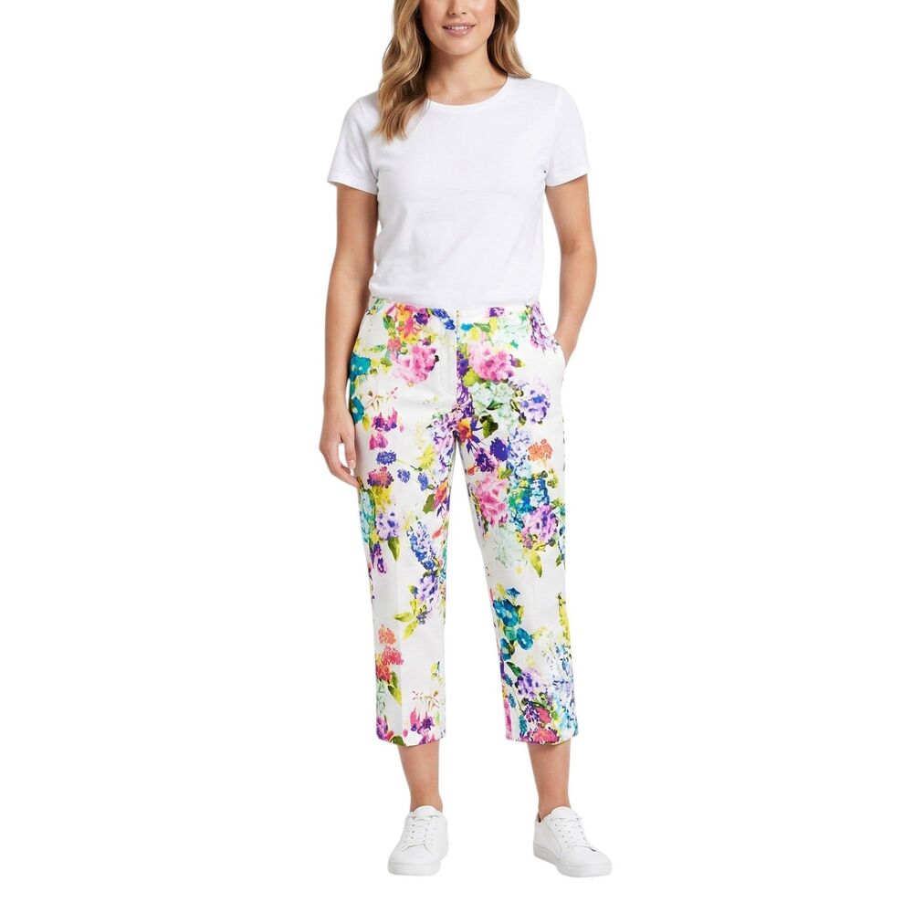 Conrad C Collection Pink Purple Floral Capri Pants Size 4